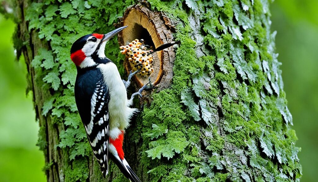 alimentacion del pajaro carpintero