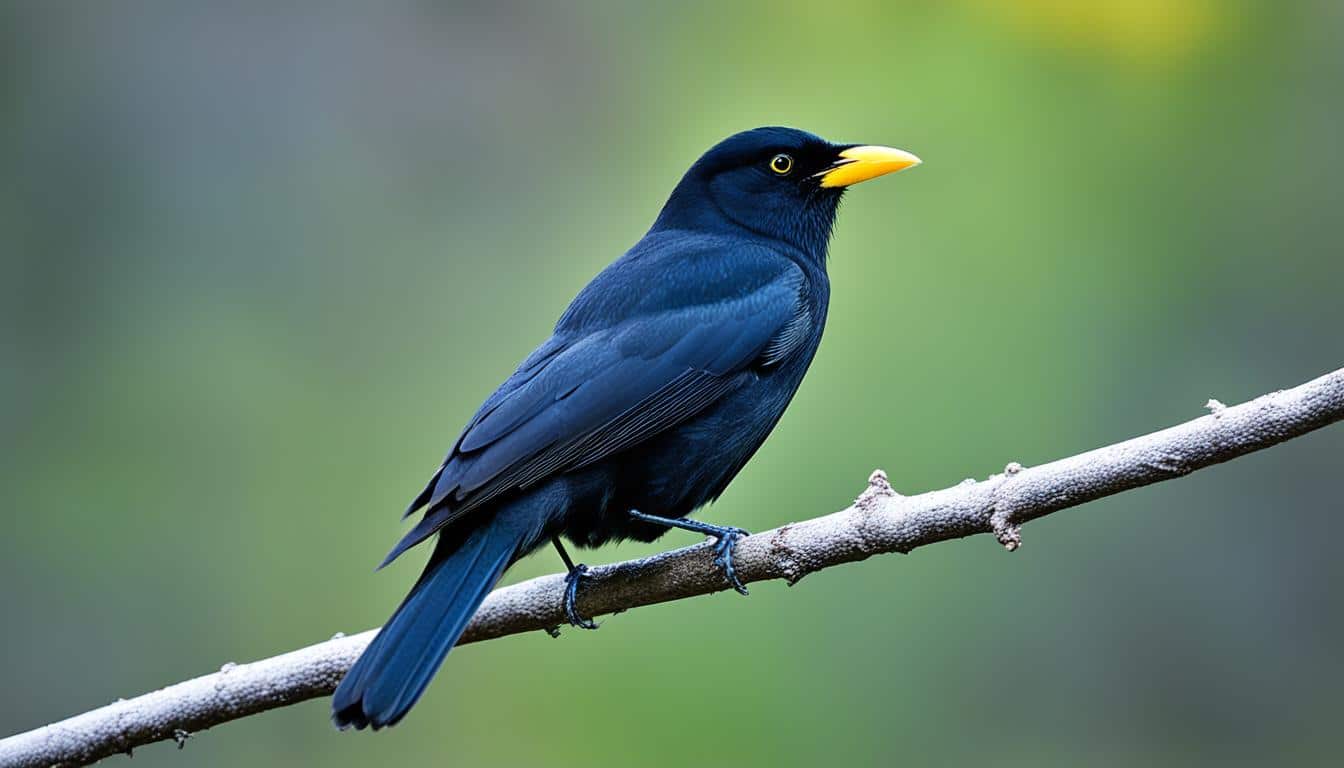 como se llama un pajaro negro con pico amarillo