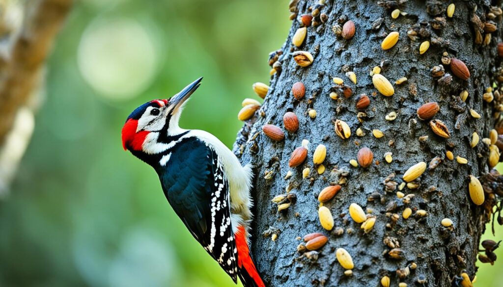 alimentación del pájaro carpintero en España