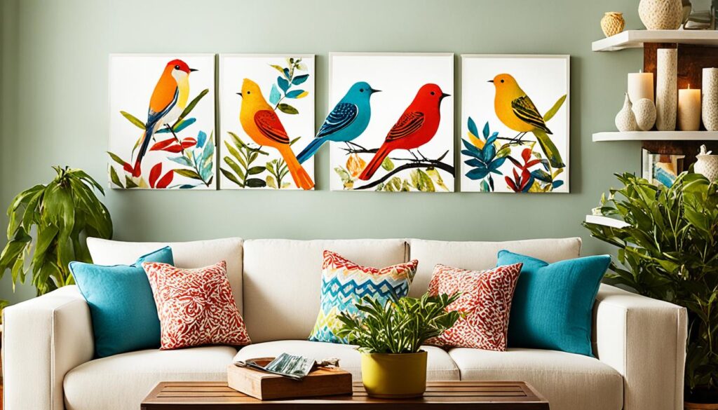 decoracion con pajaros de tela