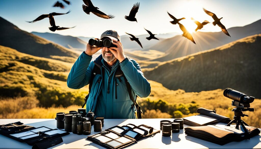 equipo fotográfico para aves en vuelo